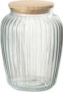 Manahee Design | Topf aus Glas Louis Glas/Bambus Transparent/Natur Groß | 20,5x14,5x14,5 cm
