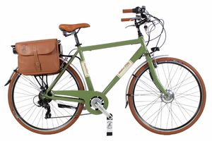 Elektro-Fahrrad Dolce Vita by Canellini Citybike Mann Aluminium mit Seitentasche - Olivegrun 54 - Frontmotor