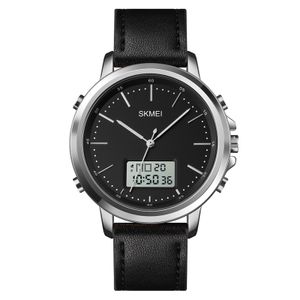 SKMEI Pánské hodinky Minimalismus Analogové digitální hodinky s budíkem Stopky LED podsvícení Kožený řemínek Klasické elektronické náramkové hodinky