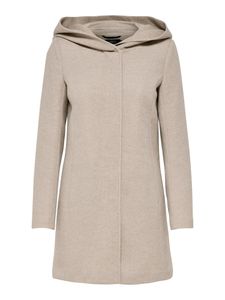 ONLY Damen klassischer Mantel OnlSedona Coat Übergangs-Jacke Kapuze Einfarbig, Farbe:Beige, Größe:M