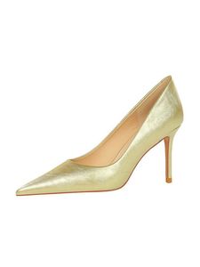 Damen Stiletto Pumps Kleid Schuh Slip Resistant High Heels Komfort Low Top Spitzige Zehe Schuhe Gold 10CM,Größe:EU 35