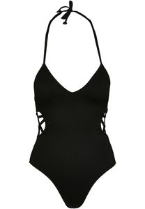 Urban Classics Damen Badeanzug Rib Swimsuit TB3464 Schwarz Black L