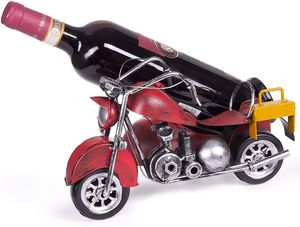 BRUBAKER Vintage držiak na fľašu na motorke s postranným vozíkom z kovu - ručne maľovaný a vrátane blahoželania