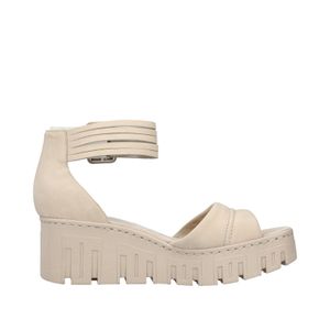 Rieker Damen Sandale Plateau geschlossene Ferse Deko-Schnalle 68093, Größe:40 EU, Farbe:Beige