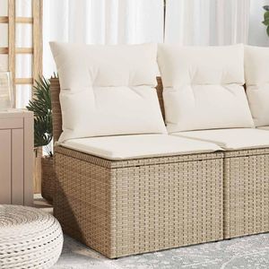 vidaXL Sofa ogrodowa bez podłokietników z poduszkami Beżowy polirattan vidaXL Sofa ogrodowa bez podłokietników z poduszkami Beżowy polirattan