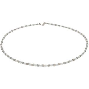 Edelsteinkette Kette Collier aus Mondstein & Labradorit & 925 Silber weiß-grau facettiert