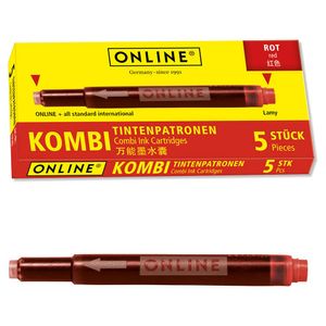 ONLINE® 17307/12 Tintenpatronen für Füller rot 5 St.
