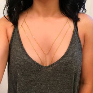 y Bikini BH Körperkette Gold Kreuz Brustkette Dessous Zubehör Halskette Nachtclub Schmuck Einstellbar für Frauen und Mädchen