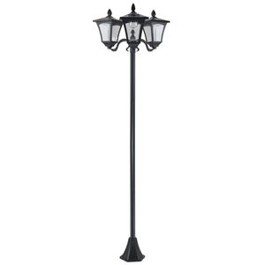 Záhradná solárna lampa 842-109, záhradná lampa s 3 plameňmi, nerezová oceľ, čierna, 51,5 x 47 x 182,5 cm