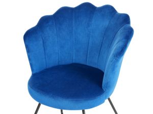 BELIANI Sessel Marineblau Samt Rund Muschel-Design mit Schwarzem Metallgestell Retro Wohnzimmer Schlafzimmer Flur Diele Möbel Ausstattung Sitzmöbel