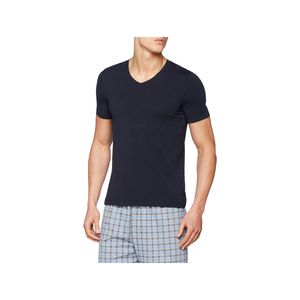 Schiesser Herren Shirt Kurzarm 1/2 Unterhemd Long Life Soft V-Neck - 149043, Größe Herren:6, Farbe:blauschwarz