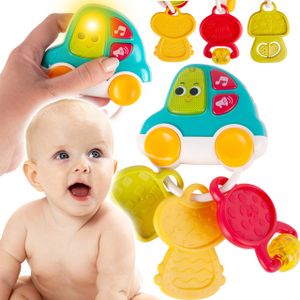 Malplay Babyrassel Autoschlüssel 2in1 | Spielzeug für Kinder | Rassel mit Sound und Licht