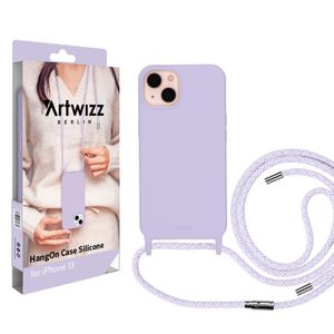 ARTWIZZ HangOn Case Silicone für iPhone 13 - Schutzhülle aus Silikon zum Umhängen als Handykette, Purple Sky (Lila)