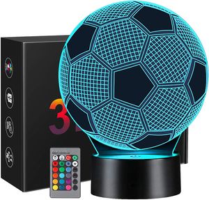 3D Nachtlicht,Fussball Geschenke Jungen Kinder Mädchen 16 Farben Ändern,Geschenke für Sport Fußballfans
