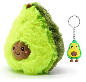 Soma Plüsch-Kissen Avocado Sofa-Rückenkissen Rund Lebensmittel Spielzeug Kuschel-Tier Plüsch-Tier Toy Früchte grün (Avocado 50 cm)+ GRATIS Schlüsselanhänger