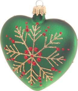 Krebs Glas Lauscha Christbaumschmuck Herz in  Grün - Größe ca. 9cm - 11162