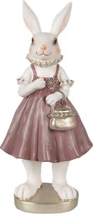 Clayre & Eef Figur Kaninchen 27 cm Weiß Rosa Polyresin