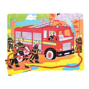 Bigjigs Toys Drewniane puzzle Strażacy 9 elementów