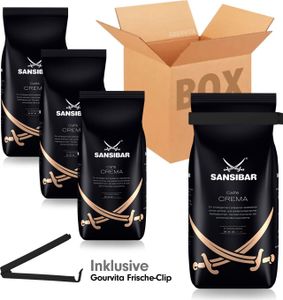 SPARBOX Sansibar Caffè Crema + gratis Gourvita Frische-Clip, 4x1000g Bohnen SPARBOX Sansibar Caffè Crema + gratis Gourvita Frische-Clip, 4x1000g Bohnen