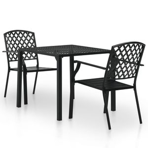 Prolenta Premium  3-tlg. Bistro-Set Stahl Schwarz