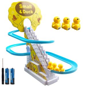 Elektrisches Enten- Klettertreppen Triebwagen Spielzeug mit leichter Musik Kinder Achterbahn Spielzeug Set mit 3 Enten