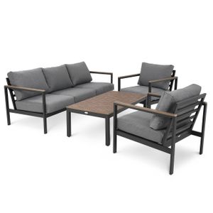 di volio Gartenmöbel-Set TIVOLI, Terrassenmöbel aus wasserfestem Materialien, Gartenmöbel für 5 Personen - Couchtisch & 3-Sitzer Sofa & 2 Sessel
