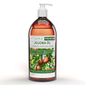 Kitama Jojobaöl kaltgepresst & nativ 1-Liter 1L gold natürlich & vegan - Wertvolles Jojoba Öl für Haut, Haar & Nägel