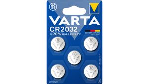 Lithiová baterie Varta, knoflíkový článek, CR2032, 3V elektronika, maloobchodní blistr (balení po 5)