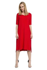 Damen Kleid Asymmetrisch mit Schlitzen; Rot S