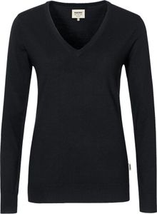HAKRO Damen V-Pullover Merino-Wool 134, schwarz, M