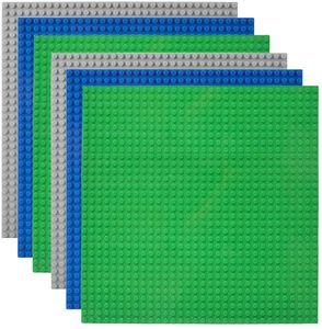 6,Platten-Set,Bauplatte,Kompatibel,mit,Meisten,Marken,,25*25cm,,Grüne,Blaue,Graue,Grundplatte