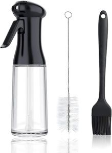 Layba Sprüher 200ml Öl-Sprühflasche aus Glas Tropffrei mit ON/OFF Funktion - Inklusive Reinigungsbürste und Öl Pinsel, Essig und öl Sprüher Perfekt für Grillen Backen und Salate (Schwarz)