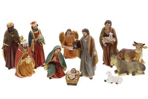 Krippenfiguren Set 11tlg aus Polyresin, Heilige Familie, Heilige 3 Könige, Engel und Hirte Weihnachtskrippe Figuren Weihnachtszubehör Weihnachtsdeko