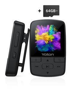YOTON YM03 MP3-Player - Bluetooth MP3-Player 64 GB mit Clip - HiFi-Sound - FM-Radio - Schrittzähler - Sprachaufzeichnung - eBook - 64 GB TF-Karte