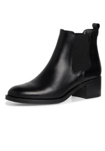 Tamaris Damen Stiefelette Chelsea Boot Leder Blockabsatz bequem 1-25026-41, Größe:39 EU, Farbe:Schwarz