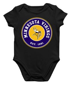 Minnesota Vikings - American Football NFL Super Bowl Kurzarm Baby-Body, Schwarz, 6/12, Vorne