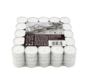 Hofer Čajové svíčky Bílé svíčky - 100 kusů - Ø 38 mm - Dlouhá doba hoření 5 hodin - Neparfémované čajové svíčky