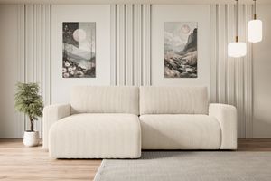 ALTDECOR Ecksofa mit Schlaffunktion und Bettkasten Corner Sofa Eckcouch Couch L-Form universal, links/rechts angeordnet Schlafcouch Ausziehbar Wohnlandschaft Schlafsofa KLEEA-L - 247x143x83cm Beige