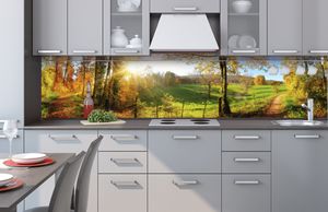 Küchenrückwand Verbundplatte WIESE 260 x 60 cm - Spritzschutz Küche für Herd Spüle - , Alu Dibond, Stärke 3 mm -  EU - Inklusive Kleber