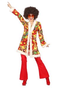 70er Jahre Hippie Kostüm Set Flower Power Woodstock Mantel Hose Damen Peace 40