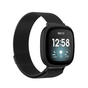 Strap-it Fitbit Versa 3 Milanese Armband (Schwarz) - Große: M/L