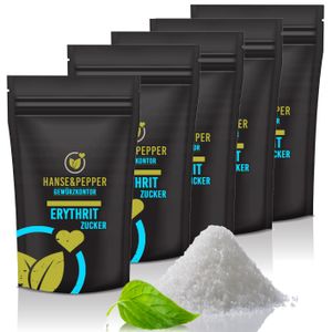 5x250g Erythrit 100% reiner Zuckerersatz Vegan Zucker Light Erytrit Geschenkset