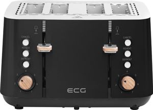 ECG ST 4768 Timber Black | Toaster | 4 Fächer für Toast | 7 Intensitätsstufen | Kabelaufbewahrung | Edelstahl | Schwarz |