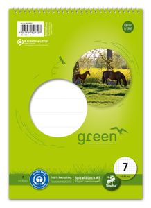 Staufen Green Spiralblock - DIN A5, Lineatur 7 (7mm kariert), 40 Blatt, premiumweißes 70g/m² Recyclingpapier, 1 Stück