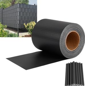 Sessamen-LP Sichtschutzstreifen PVC Sichtschutz Streifen Sichtschutzfolie Blickdicht mit Befestigungsclipse Windschutz Doppelstabmattenzaun, Anthrazit, 35mx19cm