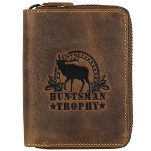 Greenburry Vintage Huntsman Trophy RFID Leder Reißverschluss Geldbörse 821A, Farbe:Braun