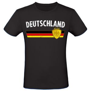 WM EM Fan Shirt Weltmeisterschaft Europameisterschaft 100% Baumwolle T-Shirt Rundhals Fanartikel Herren Damen Fan-Shirt , Größe wählen:XXL, Land wählen:Deutschland - weiß