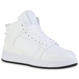 VAN HILL Damen Sneaker High Schnürer Bequeme Profil-Sohle Schuhe 840181, Farbe: Weiß, Größe: 39
