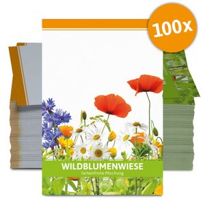 Wildblumenwiese für Werbezwecke (100 Tütchen) | Wildblumensamen von FLORTUS