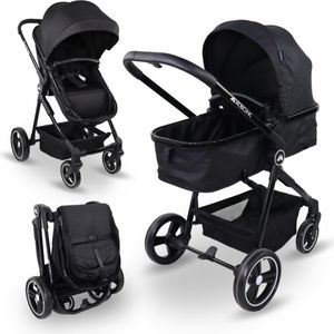 Kinderwagen 2 in 1 Mobiclinic Kombikinderwagen Kids Babywanne Nuit Ultrakompakt 5-Punkt-Gurtsystem 22 kg, Motorhaube Korb Fußbremse Wendbar (Schwarz) Kinderwagen 2 in 1 Mobiclinic Kombikinderwagen Kids Babywanne Nuit Ultrakompakt 5-Punkt-Gurtsystem 22 kg, Motorhaube Korb Fußbremse Wendbar (Schwarz)